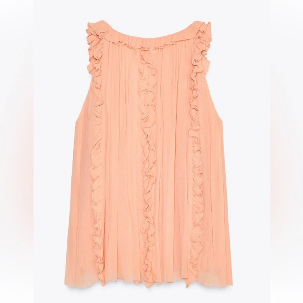 Zara Light Coral Ruffled Blouse - Picture 6 of 6
